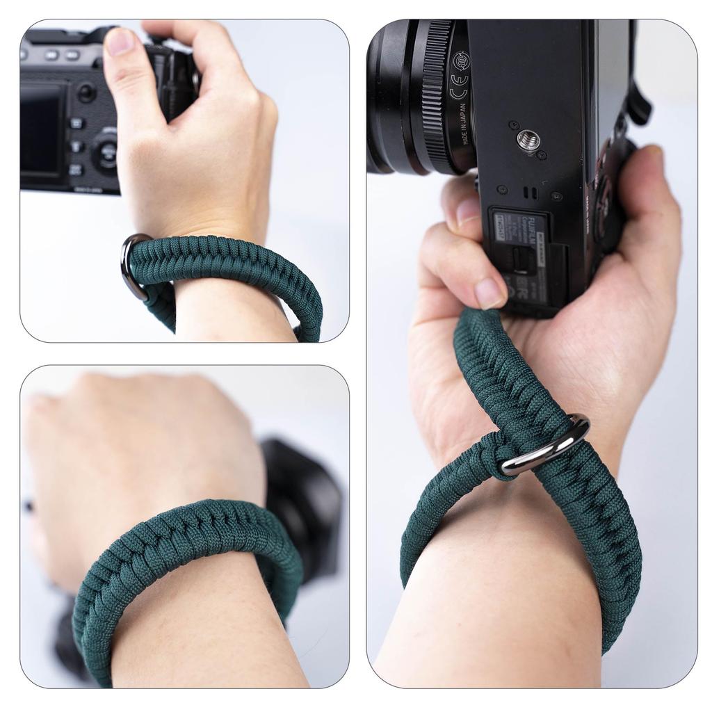 Camera Wrist Strap Paracord Camera Hand Strap Wrist Lanyard for DSLR or Mirrorless MID [Qiang Ni] - High-End Cameras, Black, (Turquoise)