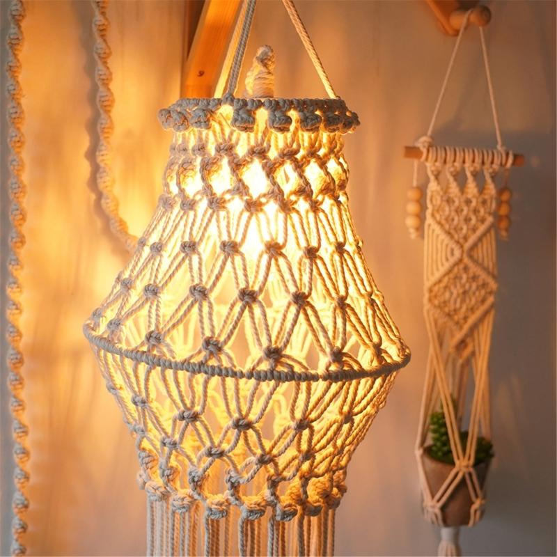 Handgefertigter gewebter Lampenschirm Lampenschirm Lichtabdeckung Homestay Dekorationen für Zimmer Schlafzimmer Wandteppiche Lampenschirm