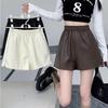 Women's Plus Size High Waist A-Line PU Leather Shorts - Autumn/Winter 2024 Collection