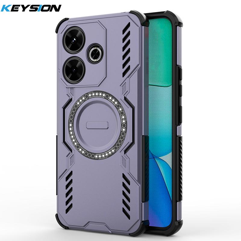 

KEYSION Полый чехол для отвода тепла для Redmi 13 Силикон+ПК Магнитное охлаждение Ударопрочная задняя крышка для телефона для Xiaomi POCO M6 4G for POCO M6 фиолетовый