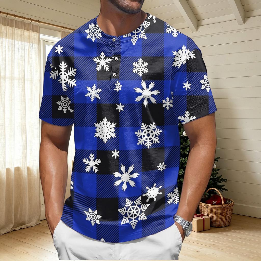Men's Quick Dry Short Sleeve Round Neck T-Shirt with Christmas Print