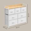 Commode, 7 Fabric Drawers, Metal Frame, Modern Style, White and Beige
