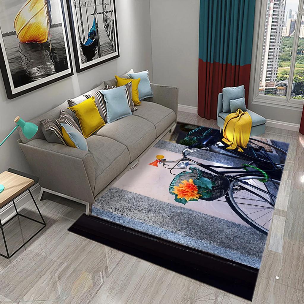 Dywan 3D w stylu vintage z rowerem Mata domowa do łazienki kuchni Dywan antypoślizgowy Mata dekoracyjna do salonu sypialni przedpokoju dla dzieci prezenty