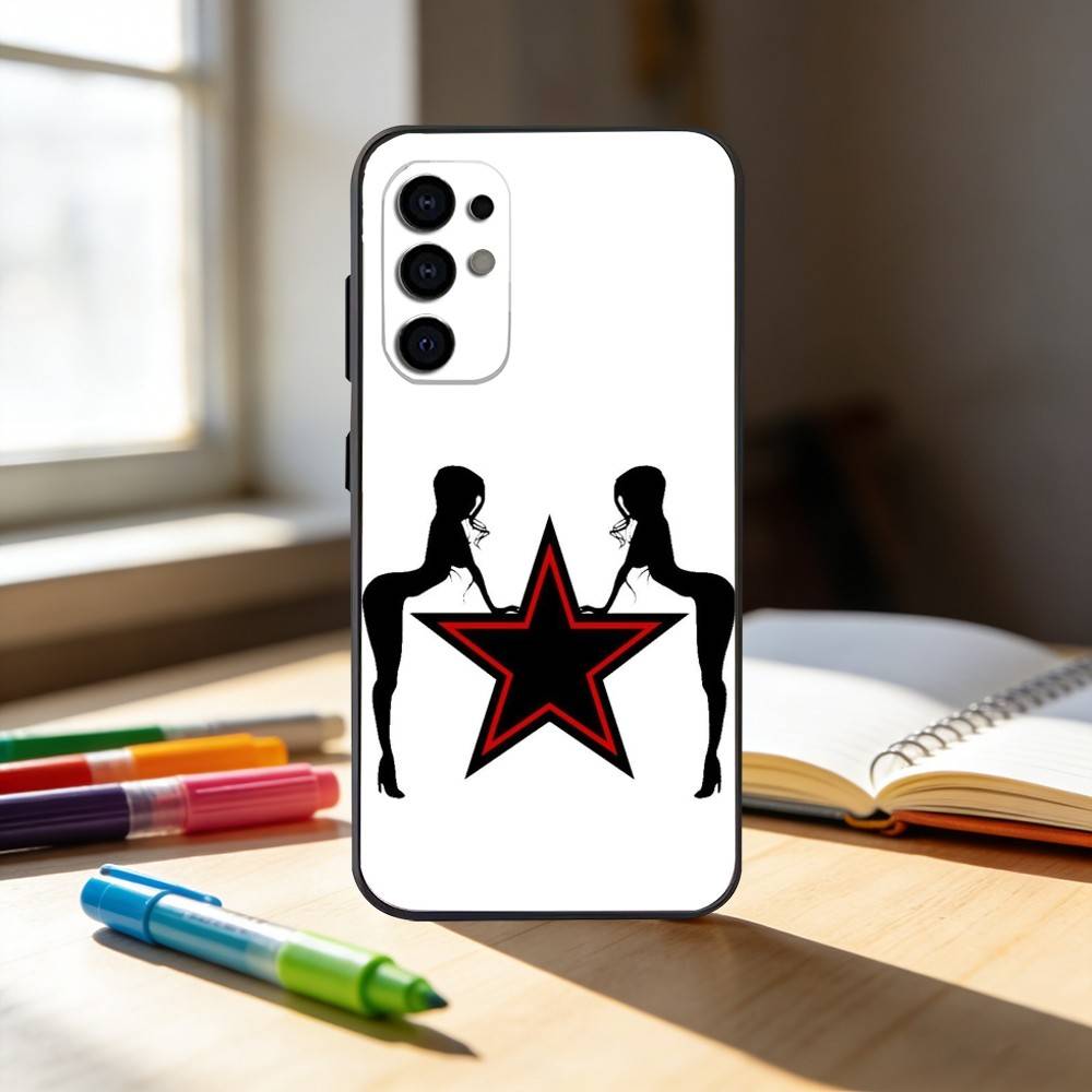 F-five-pointed star Phone Case For Samsung S25,S24,S21,S22,S23,S30,Ultra,S20,Plus,Fe,Note,10,9,5G Black Cover