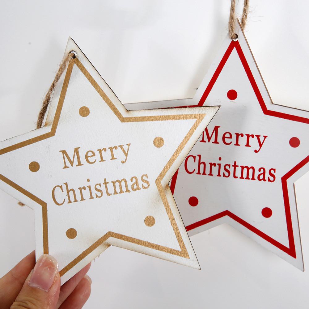 Wooden Christmas Unique Tree Tags Vibrant Red Star Hangings For Decor Home