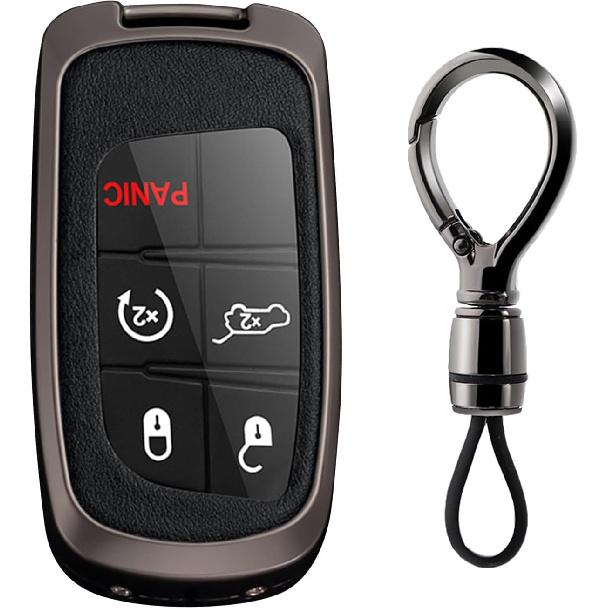 2/3/4/5 Tasten Smart Key Fob Hülle mit Schlüsselanhänger Passend für Jeep Fernbedienung Schlüssel Hülle Case Kompatibel mit Jeep Grand Cherokee für Dodge Challenger Charger
