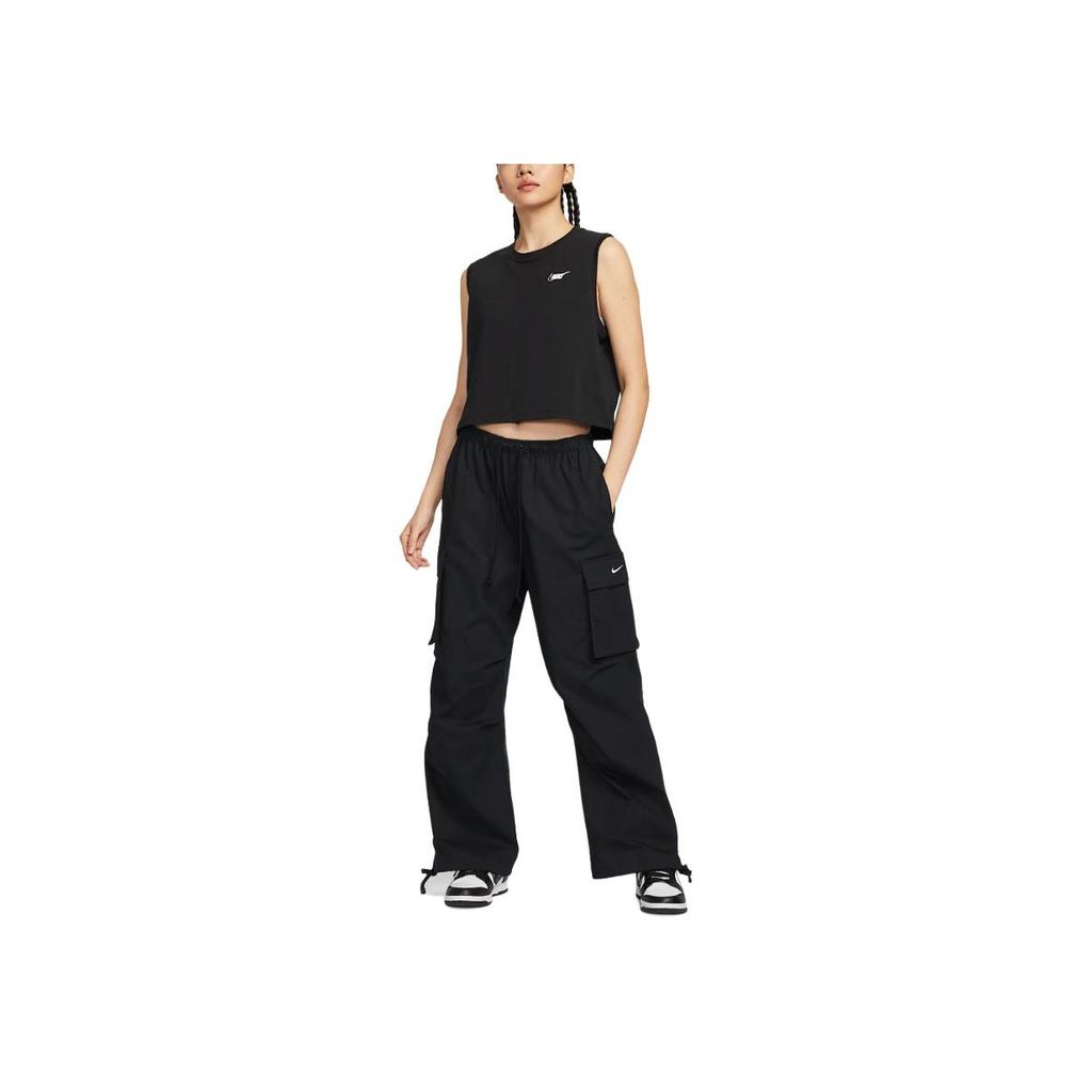 Nike Sportswear Club Locker Fit Vielseitiges Kurzarm Komfortables Ärmelloses T-Shirt Damen Tops Schwarz HF9532-010