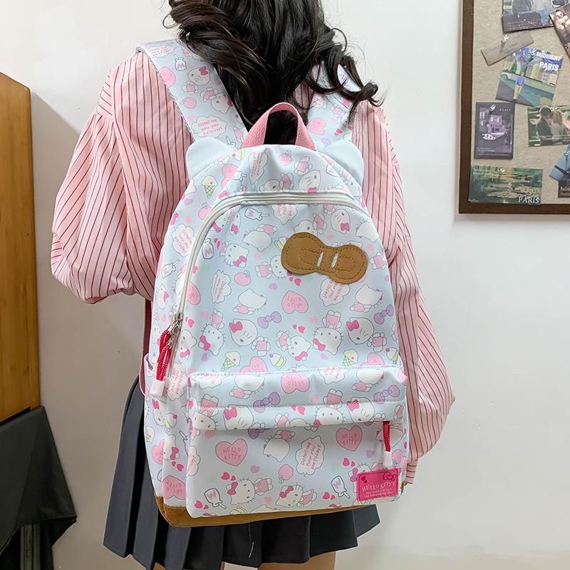 High-value Japanese campus backpack, sweet schoolbag, cute trendy bow ears, cash large-capacity backpack.