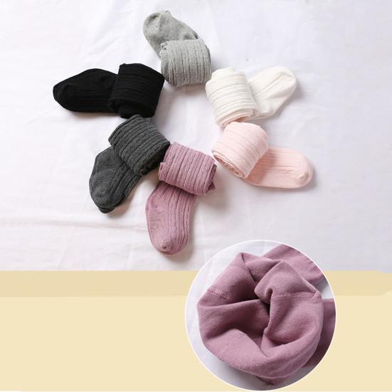 2-12 Y Elastic Waist Premium Cotton Girls Pantyhose Ultra Soft Solid Color Twist Pattern Kids Leggings for Daily Wear