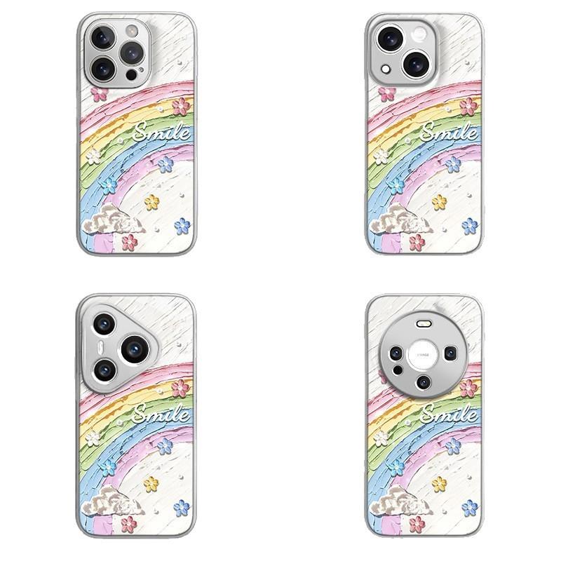 Duhové květiny pro Apple 16promax Kreslené ženy pro pouzdro na iPhone 15 Nové 14pm Hydrogelové pouzdro