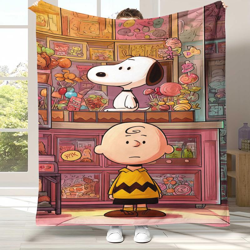 Cute Snoopy Dog Cartoon Flannel Blanket,Ultra Soft Warm Plush Throw for Home Bedroom Bed Sofa Cover Camping Picnic gift