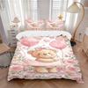 Teddy Bear Balloons Romance Print 3Pcs Bedding Setduvet Cover With 2 Bedropillowcase Home Birthday Gift