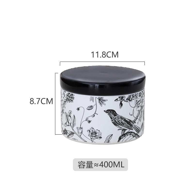 

Flower and Bird Patterned Ceramic Storage Jar, Candy Jar, Coffee Bean Sealed Jar, Food Storage Container, Kitchen Storage Box