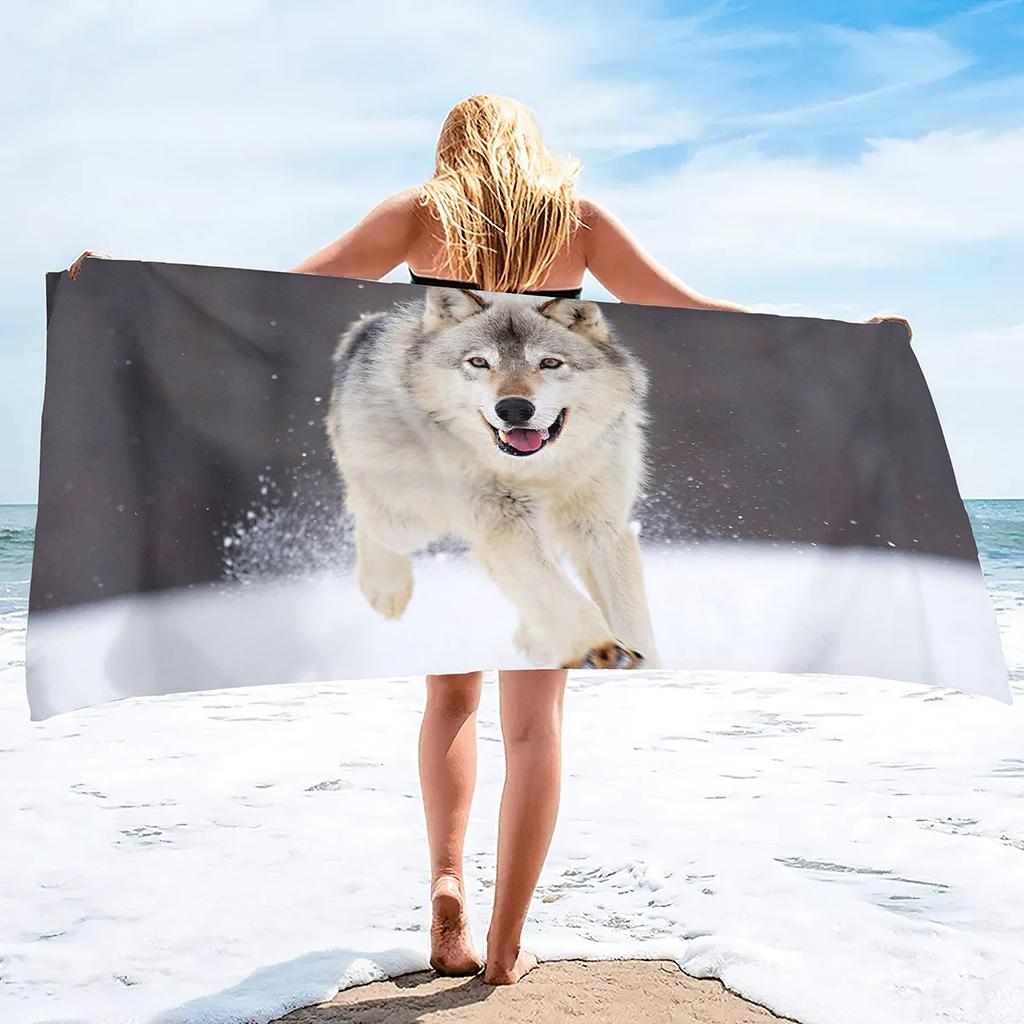 Wolf Beach Towel Groups of Wolves Wild Animal Design Soft Sand Free Bath Towel Quick Dry Sport Spa Yoga Gym Kitchen Hand Towels
