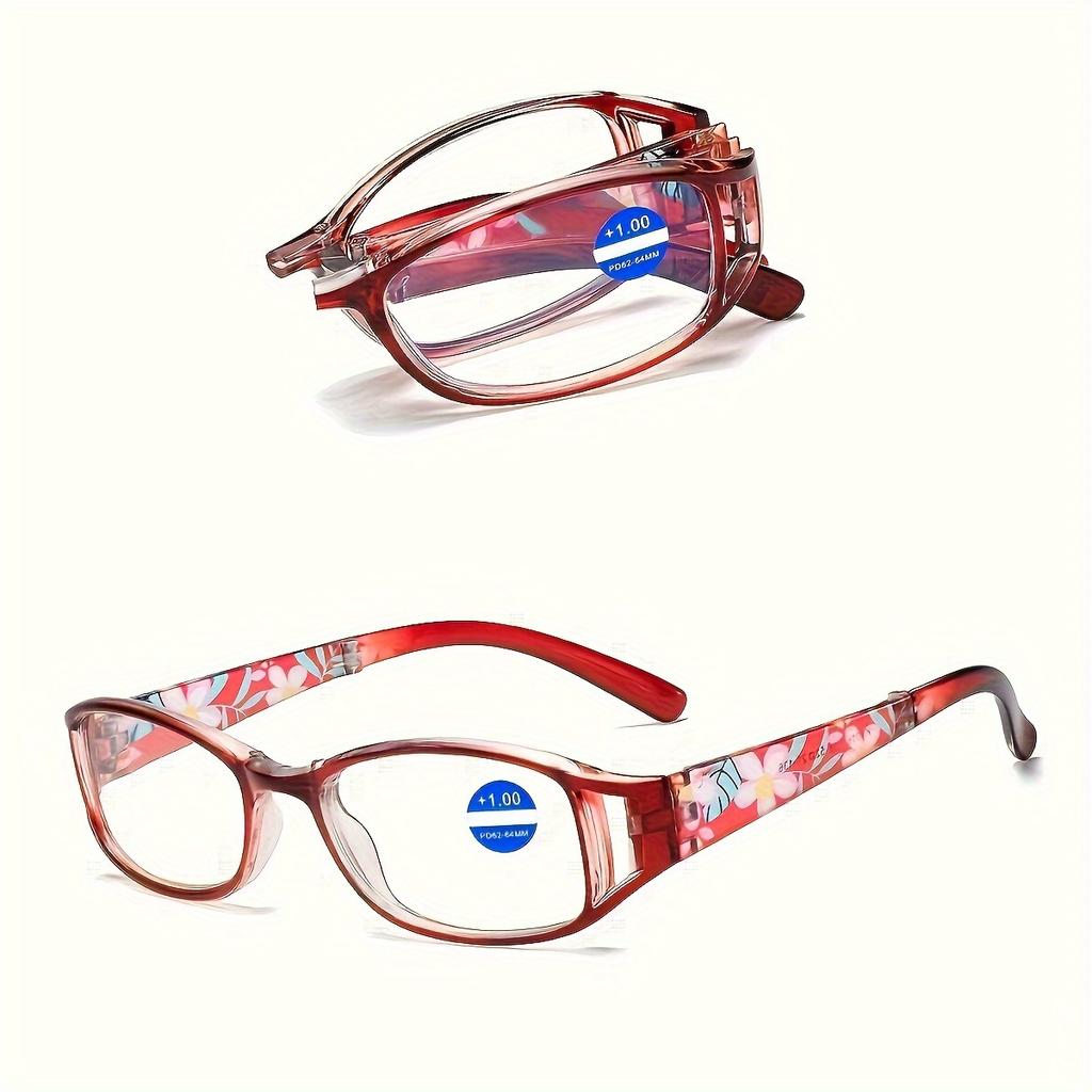 3 Pairs Floral Pattern Reading Glasses Stylish Blue Light Blocking Folding Reading Glasses Small Folding Readers for Women Men