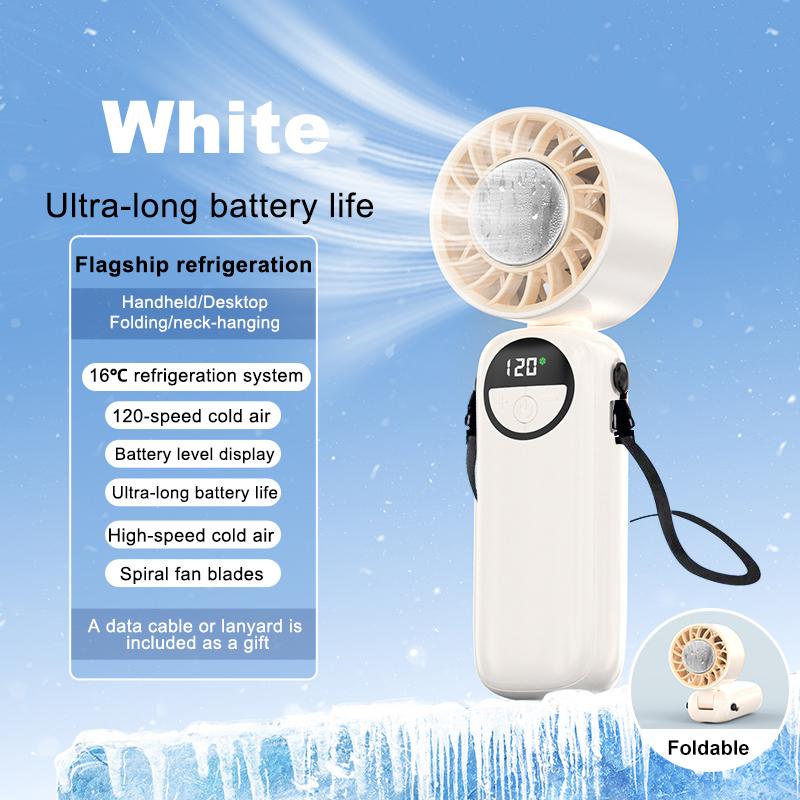

NEWSTYLE Long-lasting Ice Compress Handheld Mini Fan 120-Speed Adjustable Wind Rapid Cooling Type-C Rechargeable Foldable Fan белый