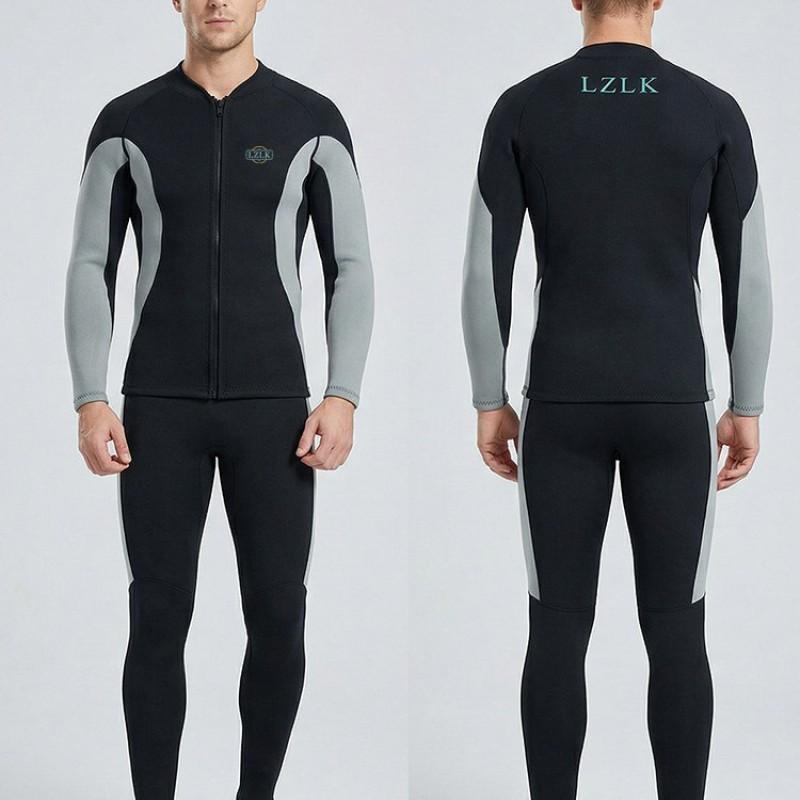 1.5mm SCR Neoprene Wetsuit Set Long Sleeve Pants Mens Dive Suit Scuba Snorkeling Swimming Cold Water