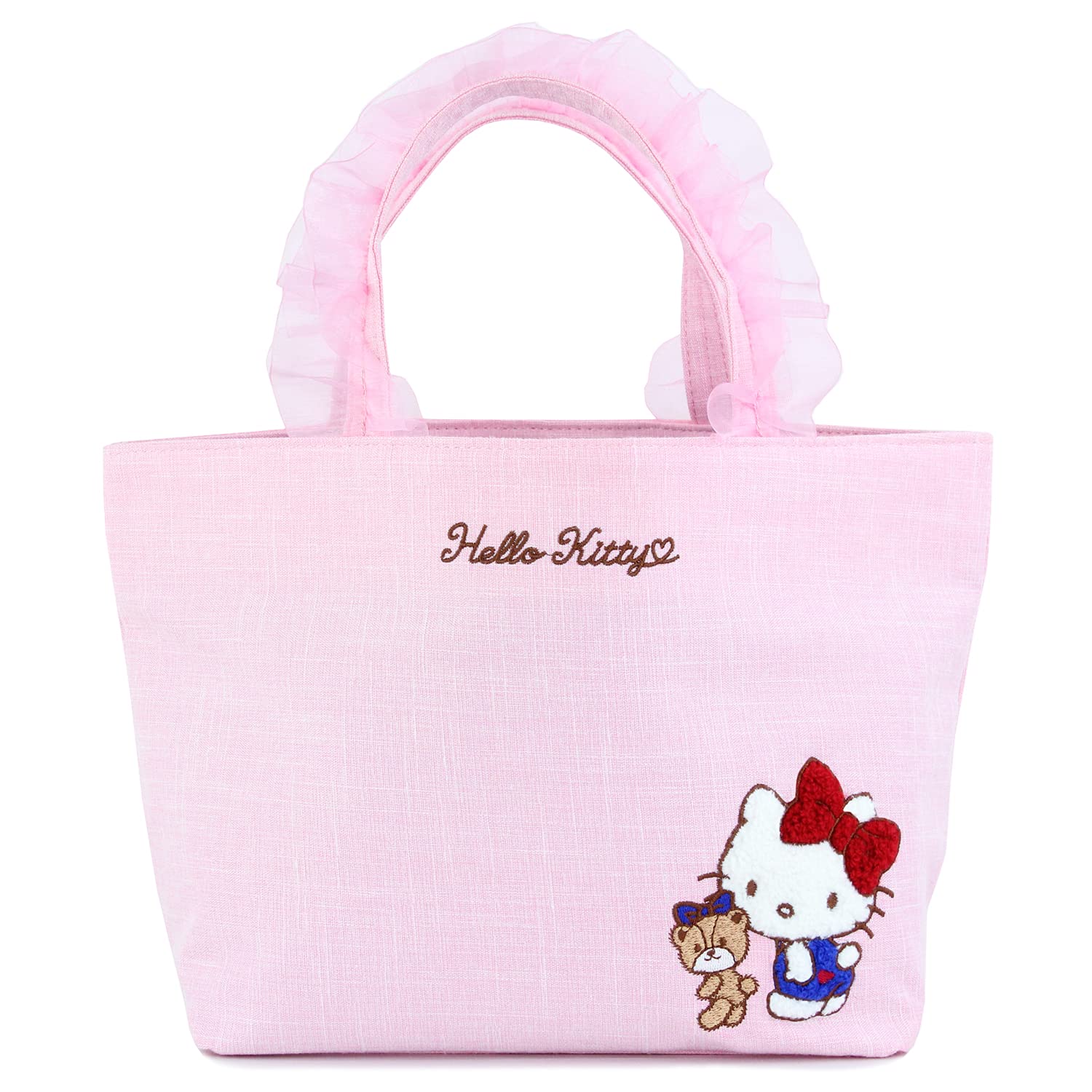 

Yasuda Tsusho Sagara Embroidered Organza Frill Hello Kitty Frill BAG102 Bag, Pink, рожевий