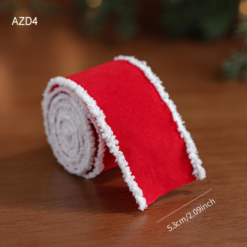 Red Ribbon with White Velvet Trim Snowflake Print Christmas Bow Gift Ribbon Christmas Decoration