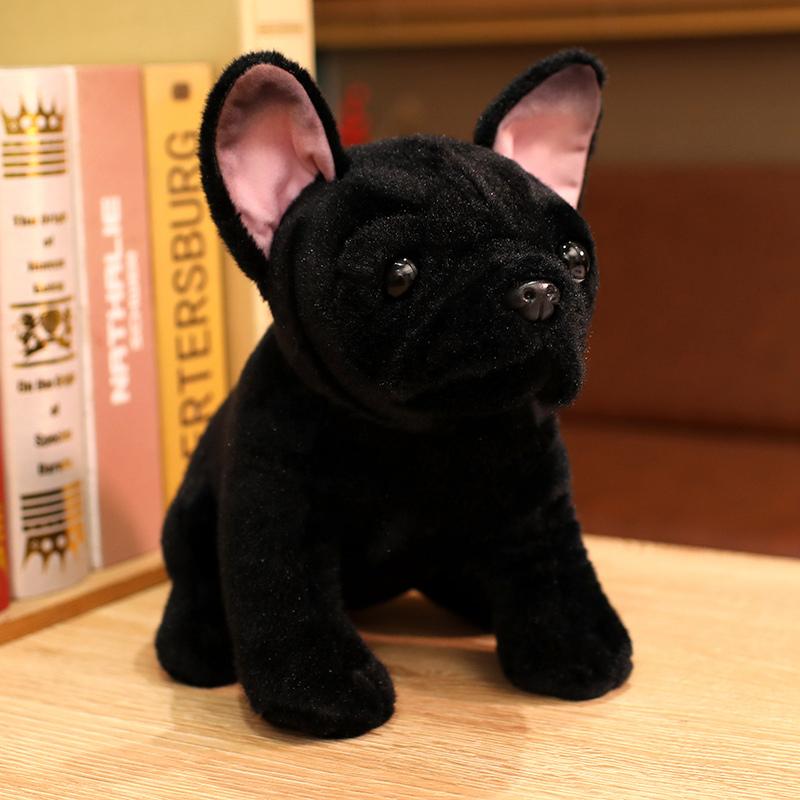 New 28cm Bulldog Plush Toy Realistic Stuffed Animals Black Grey Bulldog Plush Lifelike Pet Dog Soft Doll Gift