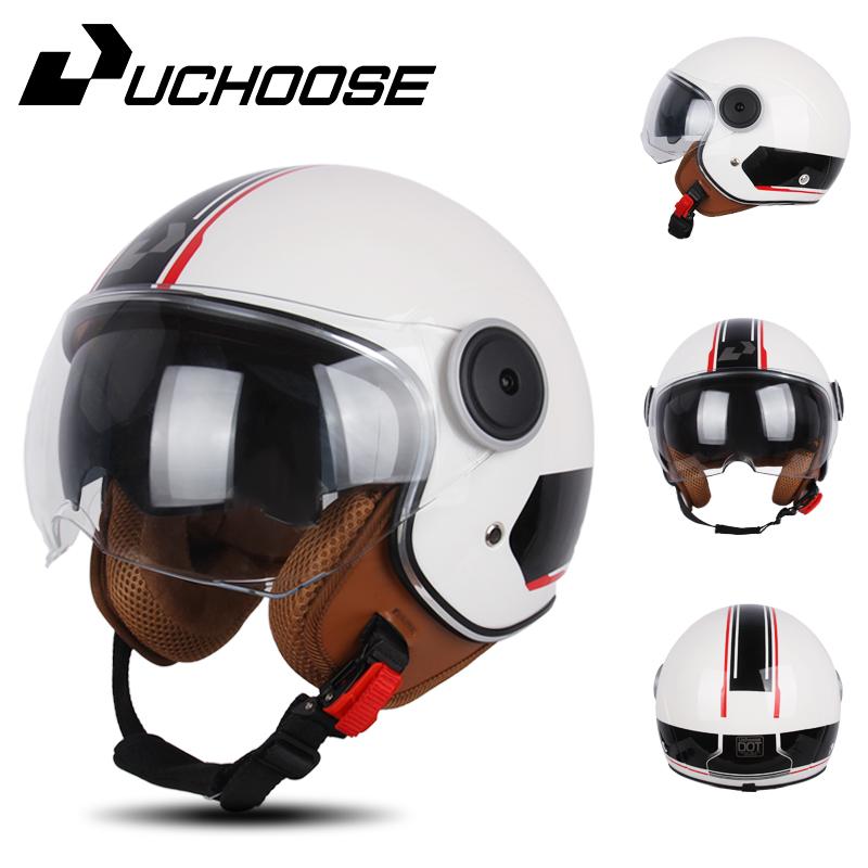 UCHOOSE 3/4 Open Face Motorcycle Helmets With For Men Women Vintage Moto Bike Cascos Scooter Protective Helmets