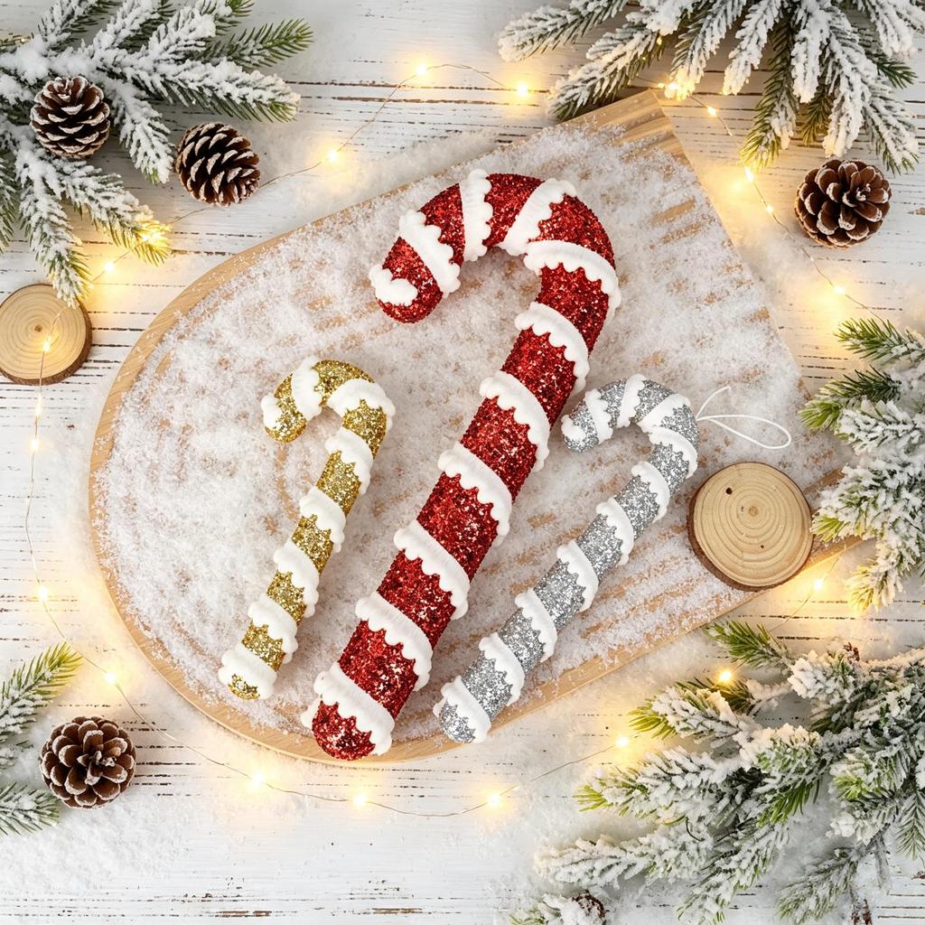 Multi-color Foam Candy Cane Christmas Ornaments for Festive Decoration