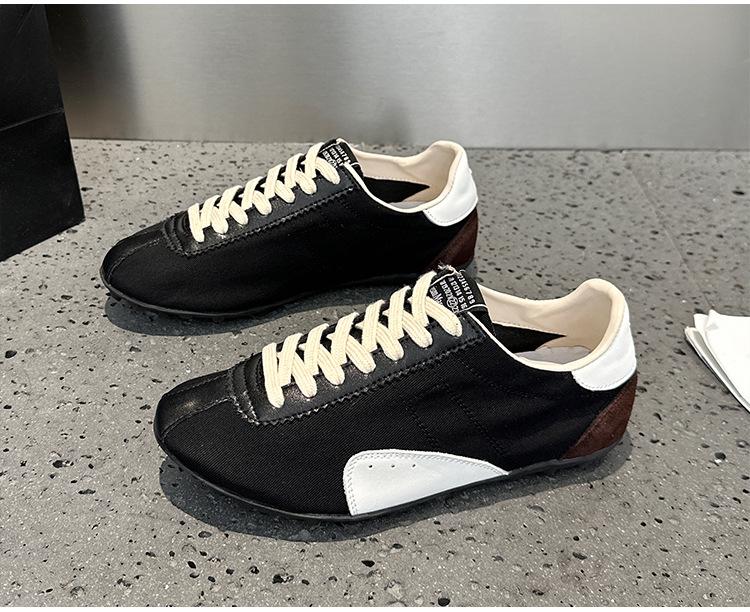 Flat Bottomed Lace Up Versatile Casual Fashion Niche Color Blocking Retro Sports Running Shoes for Women