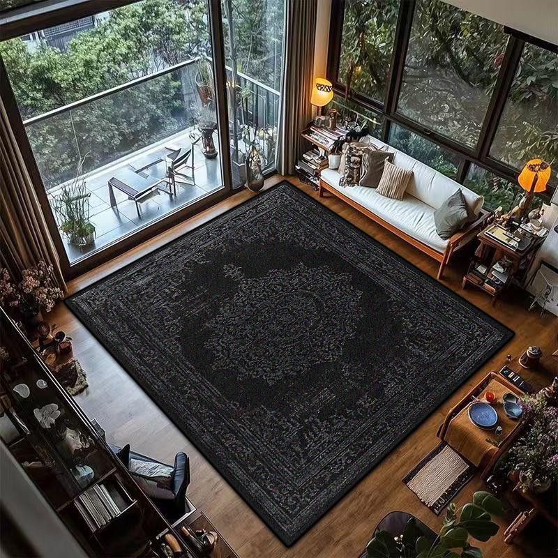 Retro Black Persian CARPET LIVE ROOM Luxury Home Decoration Bedroom Large Area Rugs Easy Cleaning Non-slip Floor Mats Bedside