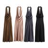 Kaslead New Arrival Women's Clothing Fashion Style Slim Looking Hanging Collar Silk Satin Texture Dress 8500331