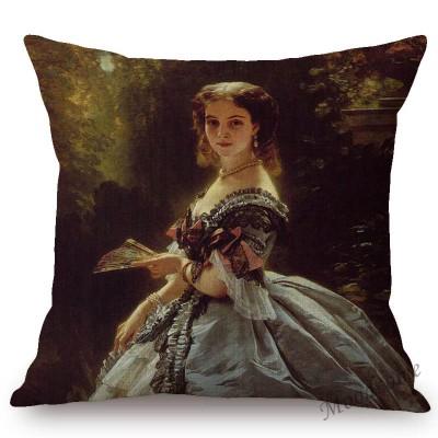Franz Xaver Winterhalter Rococo Royal Court Princess Queen Beautiful Lady Portrait Oil Painting Sofa Pillow Case Cushion Cover