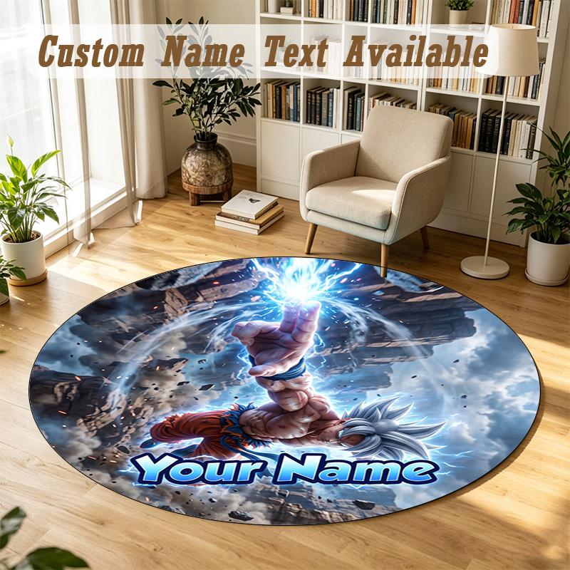 Round Rug Custom NameDragon Ball Pattern Non Slip Carpet Home Floor Decor