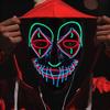 LED Killer Mask Halloween Dance Scary Theme Party Cosplay Costume Props LED Double Star Eyes Mask Glowing Colorful Creepy Mask