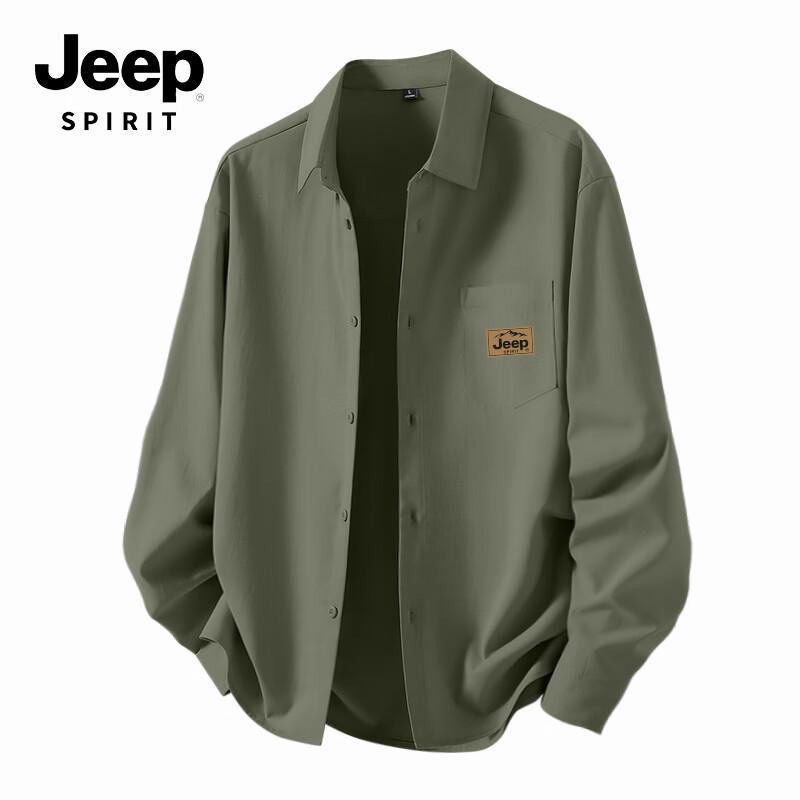 

JEEP SPIRIT Men s Faux-Cotton Long Sleeve Casual Shirt 2XL
