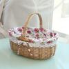 Wicker Picnic Basket with Rose Fabric Liner