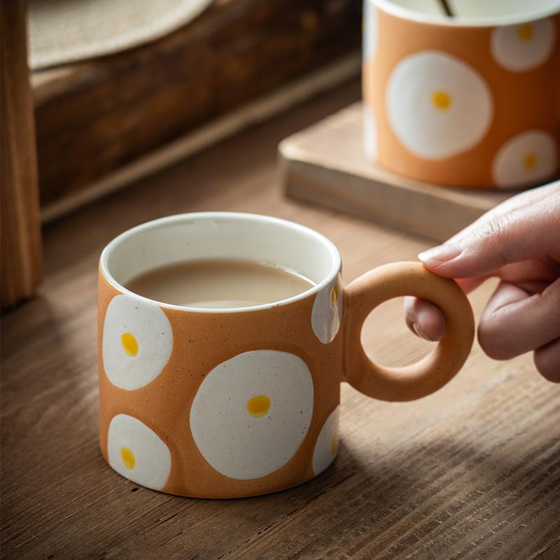 Internet Celebrity Hand-Painted Ceramic Mug Afternoon Tea Coffee Cup Breakfast Cup Photo-Produced Water Cup Good-Looking Cup