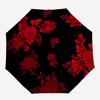 1pc Red Floral Pattern On Black Background Umbrella with Plastic Handle,Suitable for All Seasons Umbrellaptys26029