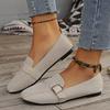 Square Toe Flat Single Shoes Women's New Suede Metal Buckle Soft Sole Anti-slip Wear-resistant Low-top Shoes