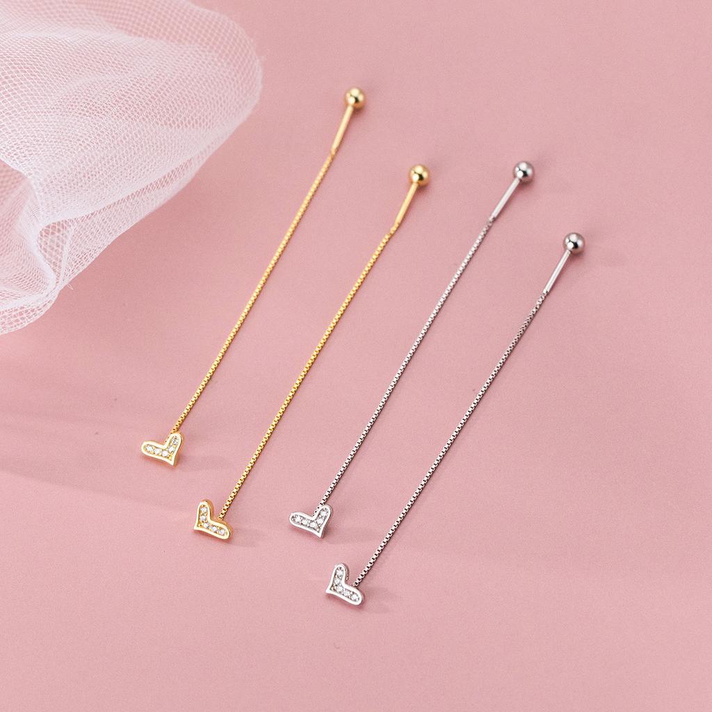 Fashion Jewelry 925 Sterling Silver Flower Heart butterfly Zircon Long Tassel Chain Gold Plated Ear Wire Earrings Women Girls