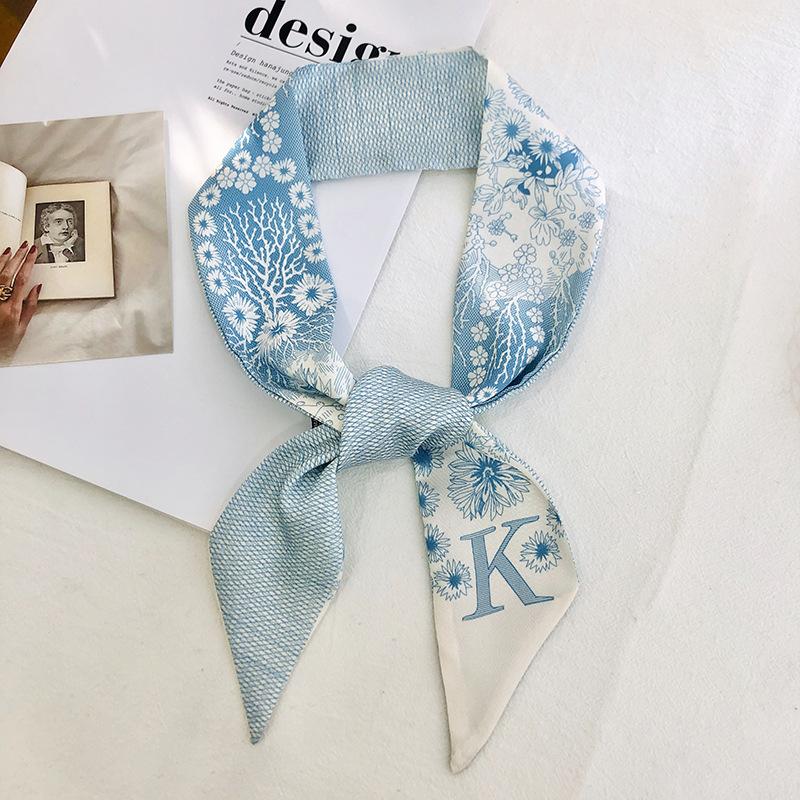 Fashion Long Neck Scarves Woman 26 Letters Printed Temperament Small Scarf Double-Sided Streamer Handbag Handles Neckerchief Hot