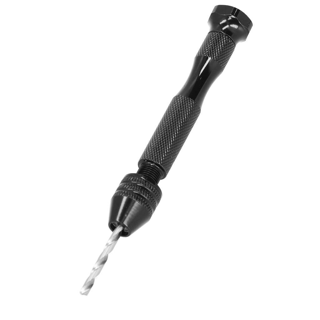 Hand Twist Drill Set Pin Vise Manual Drilling Carving Puncher Black with 46Pcs Bit Tweezers
