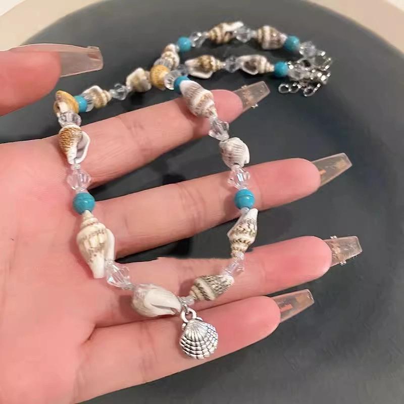 Y2K Boho Seestern Muschel Anhänger Halskette Damen Sommer Strand Schmuck Ästhetik Accessoires Geschenk