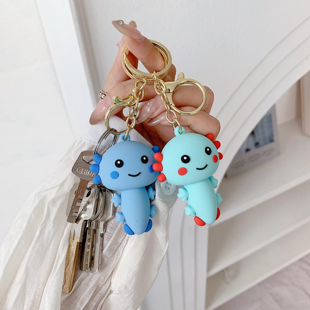 Kawaii Axolotl Keychain Animal Pendant Hexagonal Dinosaur Simulation Key Ring