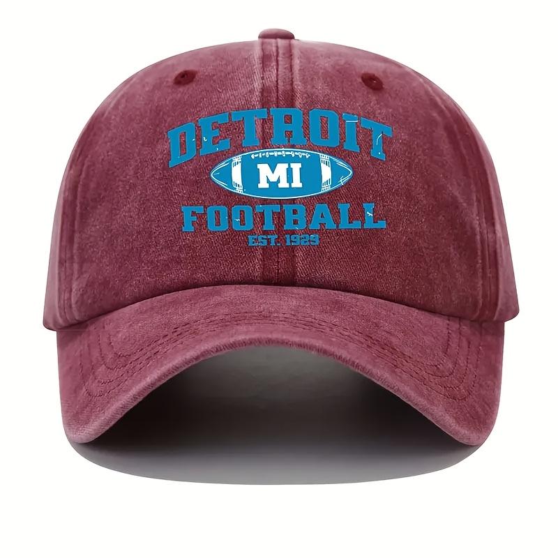 Womens Detroit MI Football Vintage Baseball Cap 100 Polyester Hand Washable Retro Sporty Design with EST