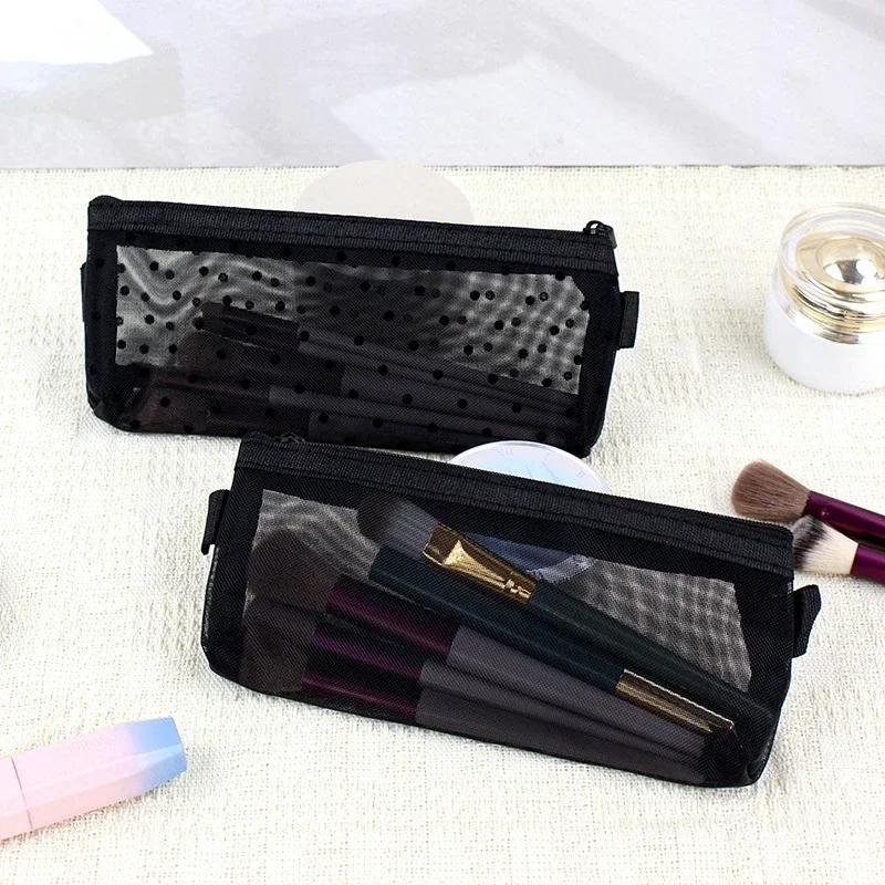 Makeup Brush Travel Case Cosmetic Toiletry Bag Organizer for Men Women Beauty Tools Mesh Kit Pouch Wash Storage Accessories