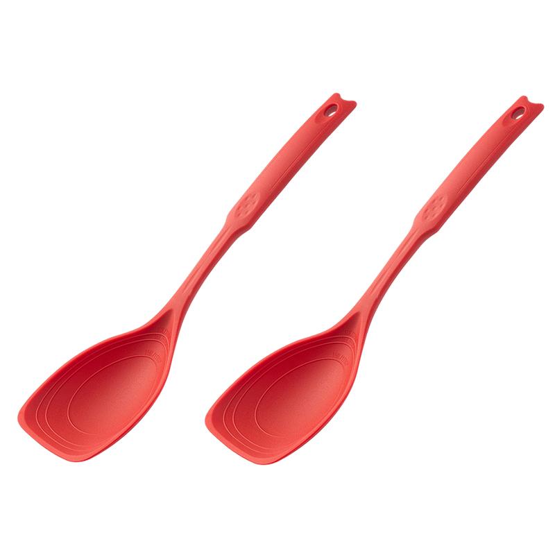 2Pcs Silicone Spatula Spoon Non-Stick Pan Stir-Frying Spatula for Kitchen Cooking Spoon Soup Spoon Non-Slip Handle Mixing Spoon
