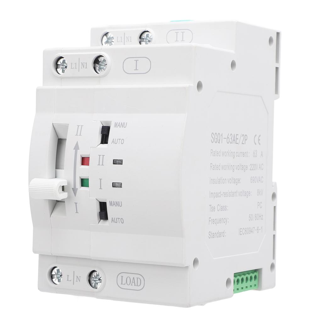 Double Power Automatic Transfer Switch SGQ1-63AE 2P 63A Generator Changeover Switch Power Transfer Switch