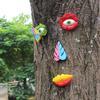 Yousheng Tree Face Decor Outdoor Flower Tree Face Sculpture Colorful Flower Face Ornament for Garden Fence Decoration Yard Art