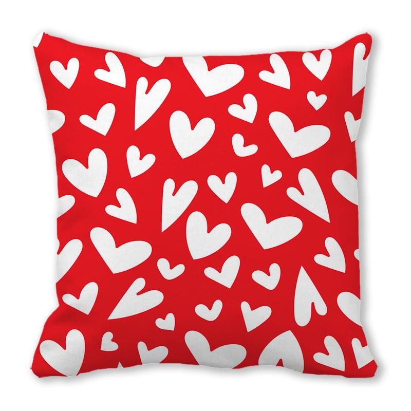 Home Decor Red Heart Patterns: Love themed Pillow Covers Pattern Cushion Cover Suitable for Sofa Bedroom Car Pillow Cover