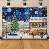 1Pcs Snowy Town Christmas Tree Stars Decoration Background Winter Backdrop For Photo Studio Photo Booth Party