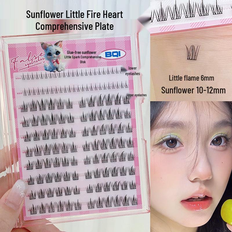 BQI Natural Fishtail False Eyelashes: Large Capacity, Self-Adhesive, Glue-Free, Easy for Beginners, Manga Style Single Cluster